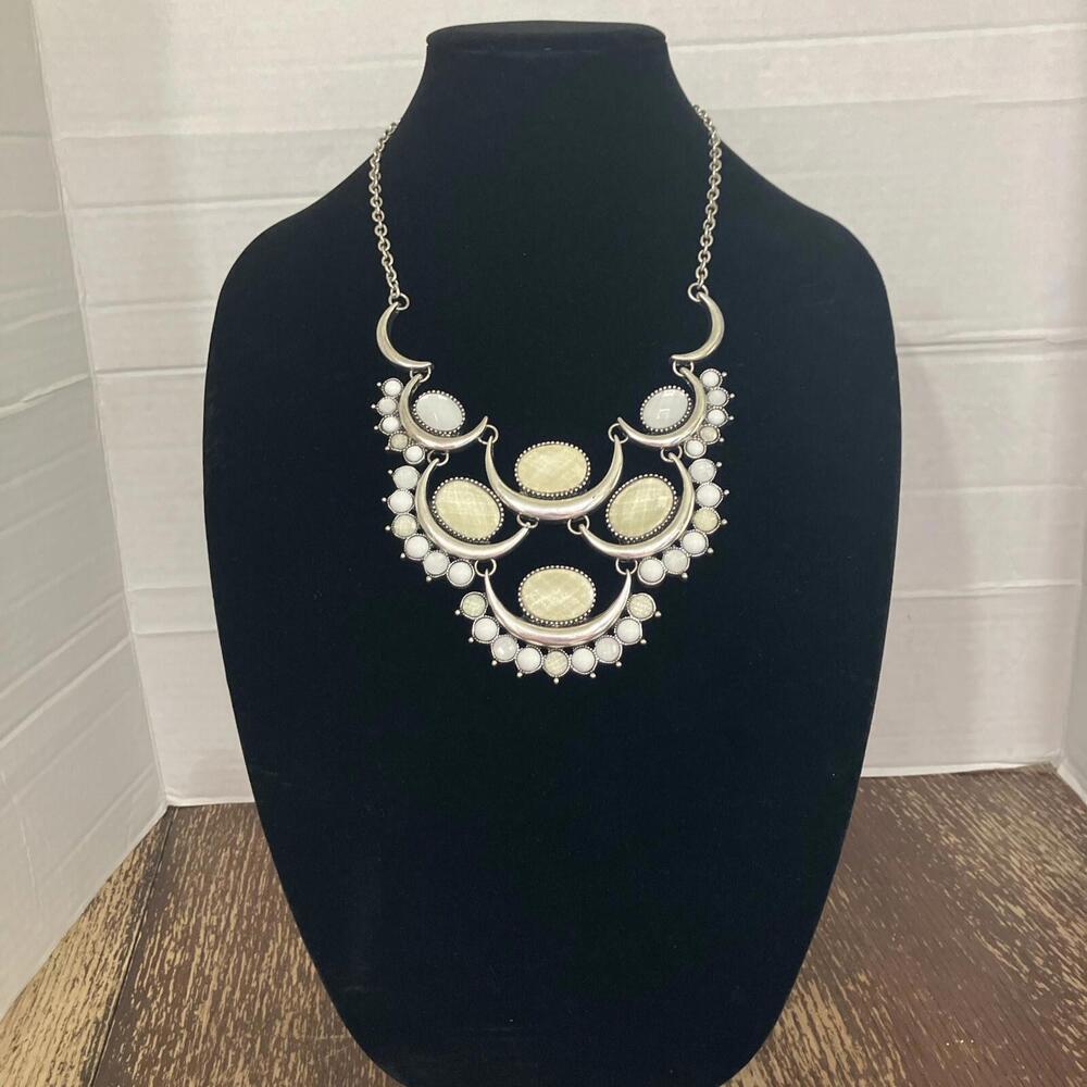 Erica Lyons Necklace Boho Art Deco Silver Tone Moon 18 - 20 Inches Statement